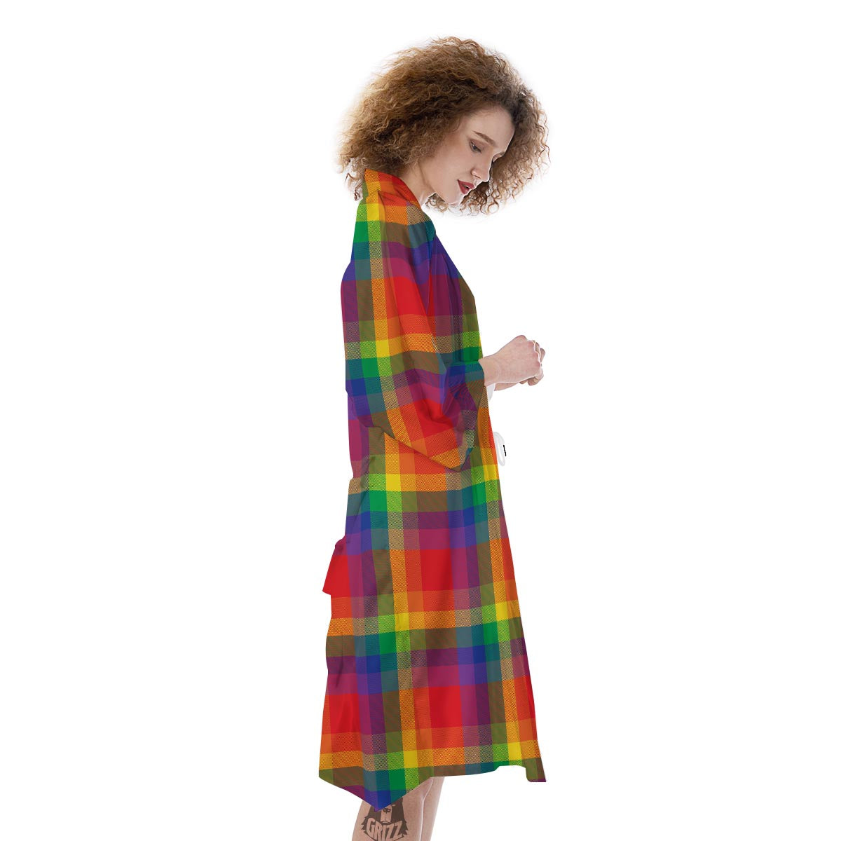 LGBT Plaid Rainbow Print Pattern Kimono-grizzshop