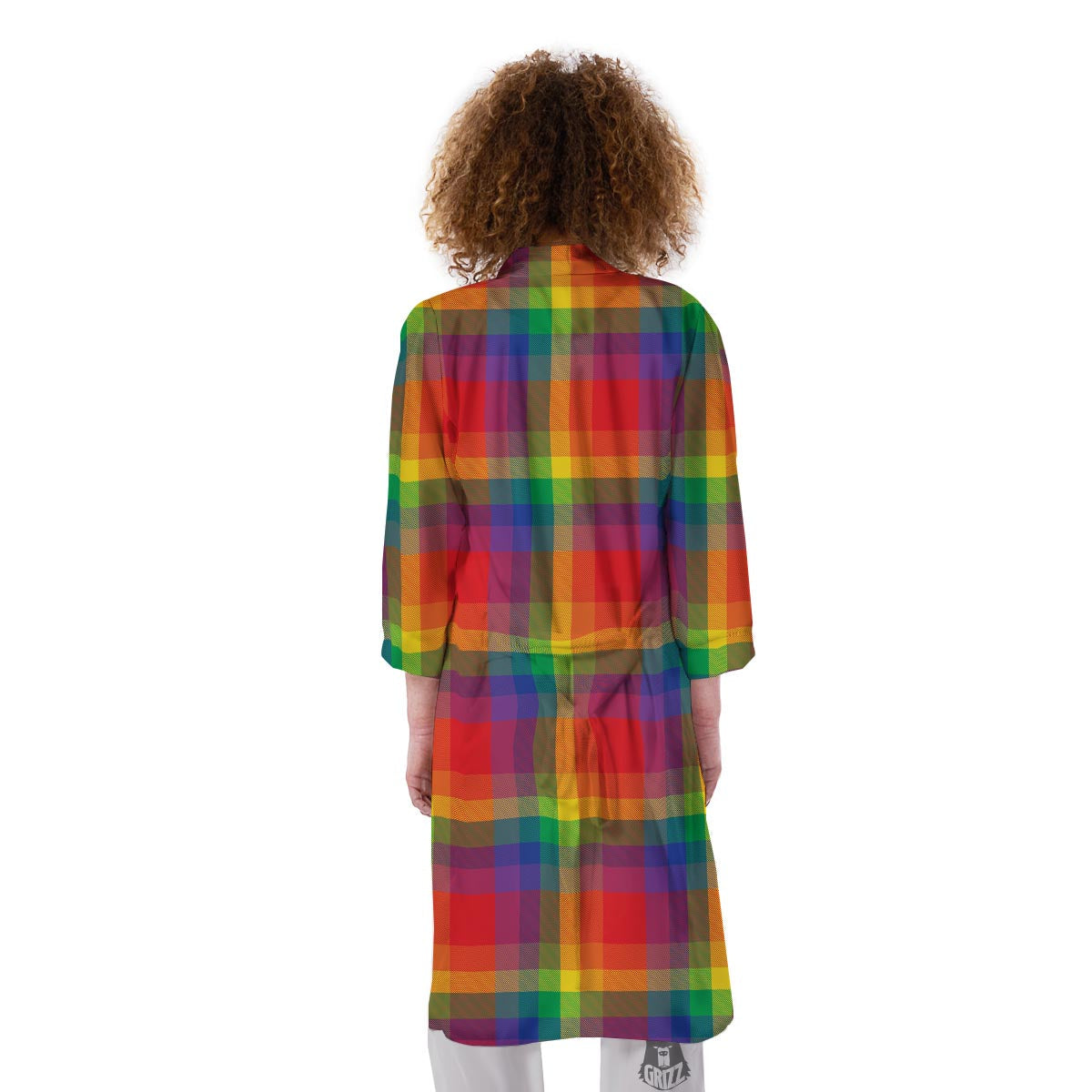 LGBT Plaid Rainbow Print Pattern Kimono-grizzshop