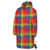 LGBT Plaid Rainbow Print Pattern Long Down Jacket-grizzshop