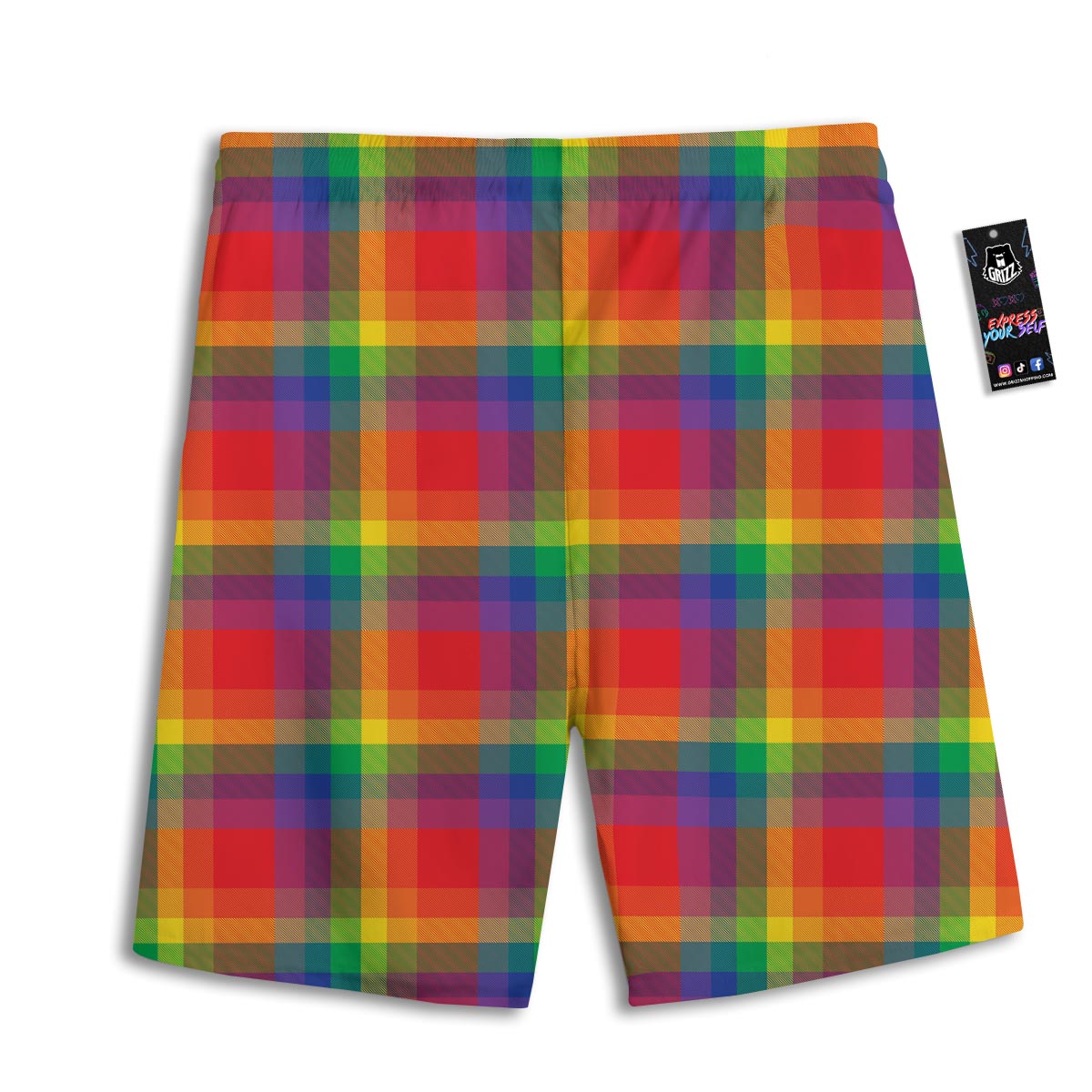 LGBT Plaid Rainbow Print Pattern Men's Athletic Shorts