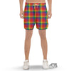 LGBT Plaid Rainbow Print Pattern Men's Gym Shorts-grizzshop