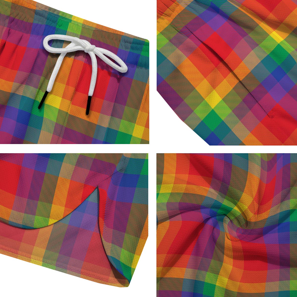 LGBT Plaid Rainbow Print Pattern Men's Running Shorts-grizzshop