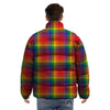 LGBT Plaid Rainbow Print Pattern Puffer Jacket-grizzshop