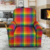 LGBT Plaid Rainbow Print Pattern Recliner Slipcover-grizzshop