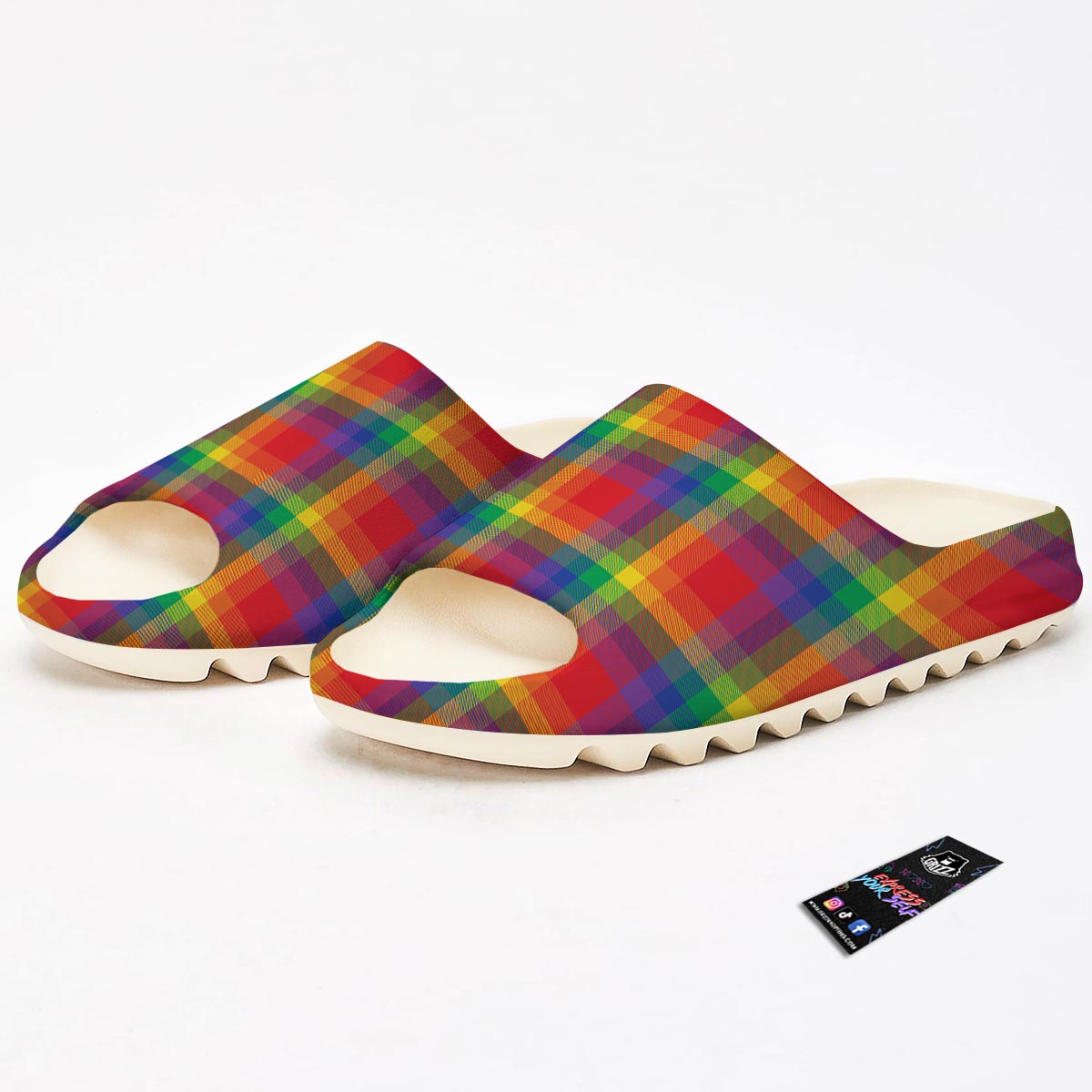 LGBT Plaid Rainbow Print Pattern Sandals-grizzshop