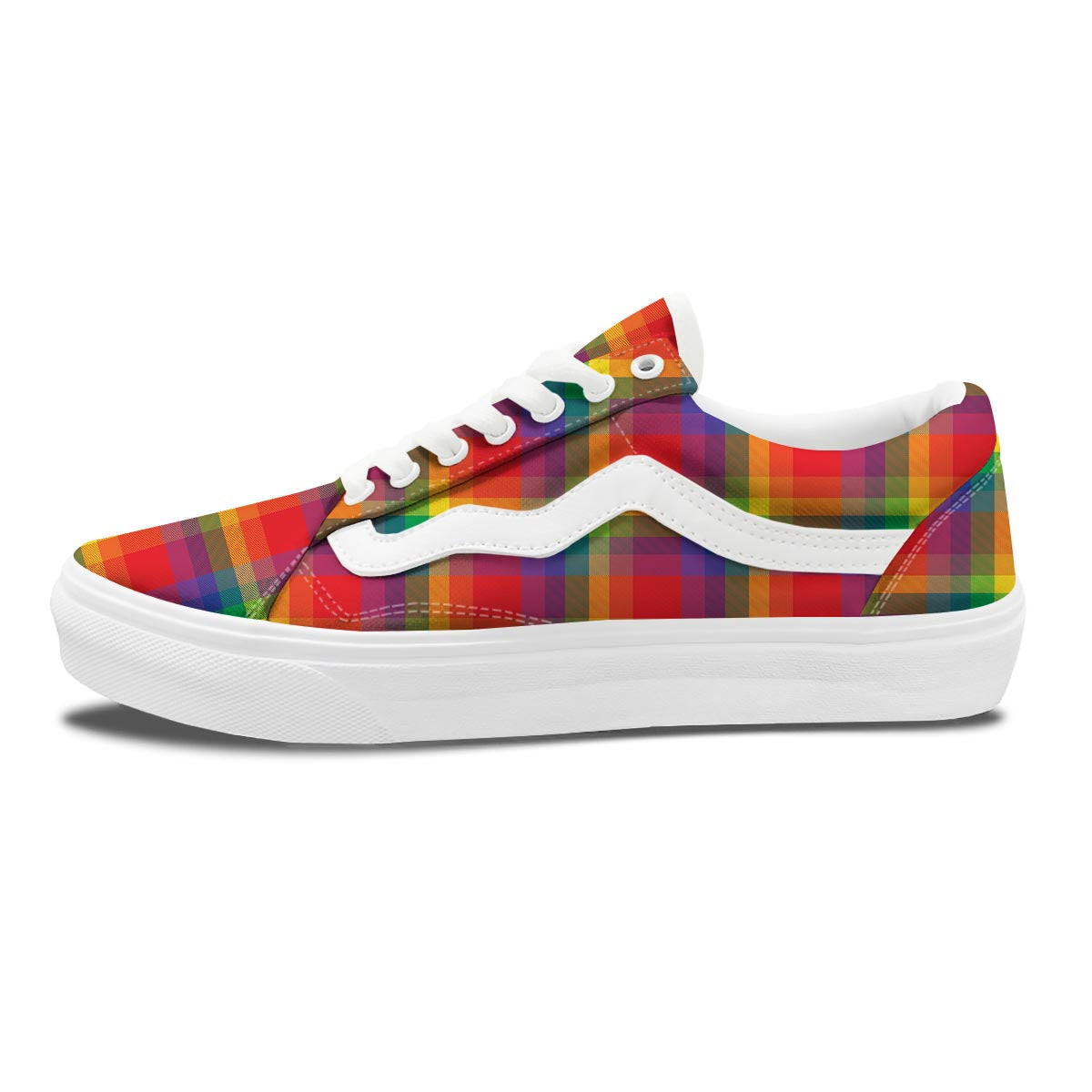 LGBT Plaid Rainbow Print Pattern Skate Shoes-grizzshop