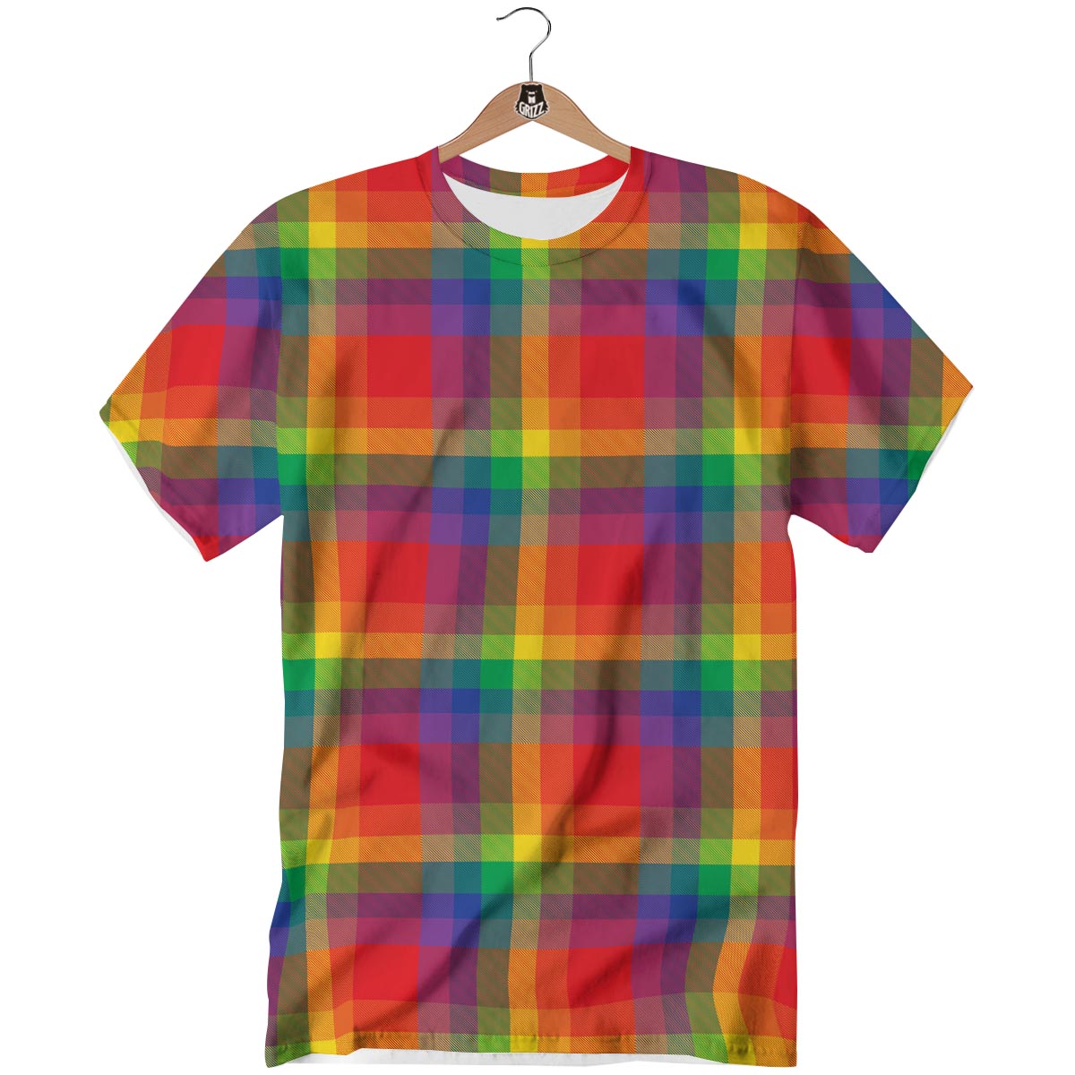 LGBT Plaid Rainbow Print Pattern T-Shirt-grizzshop