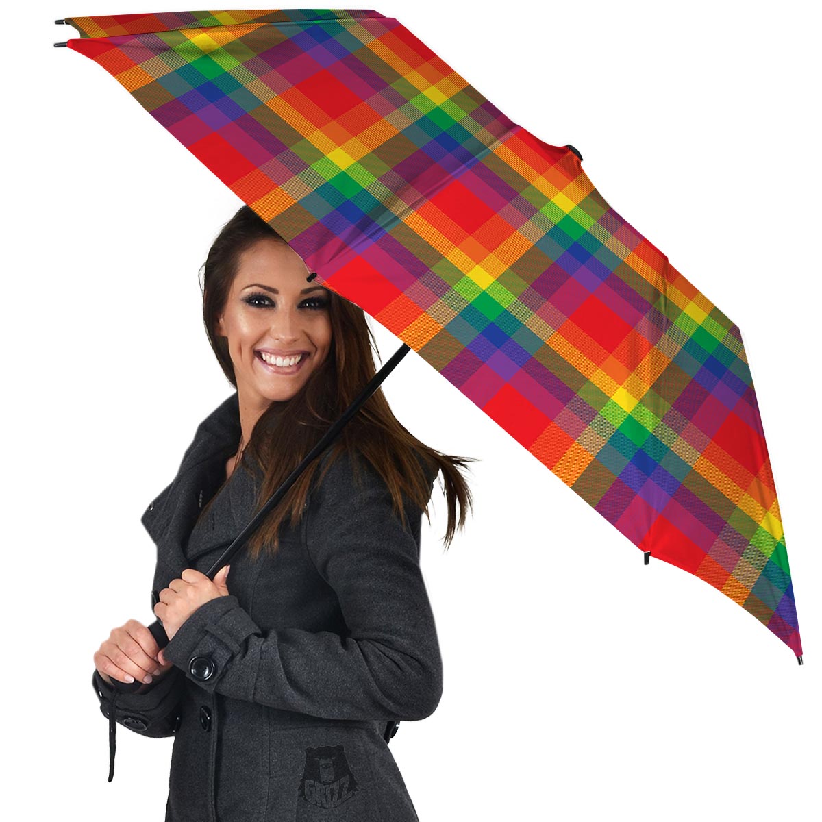 LGBT Plaid Rainbow Print Pattern Umbrella-grizzshop