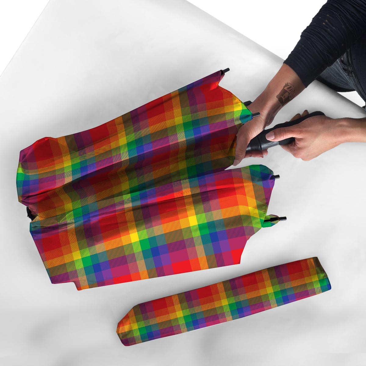 LGBT Plaid Rainbow Print Pattern Umbrella-grizzshop