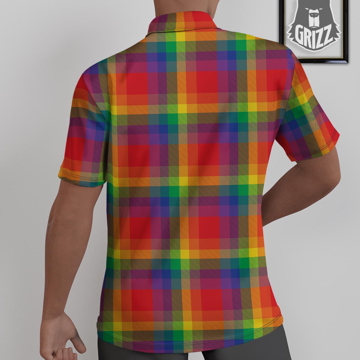 LGBT Plaid Rainbow Print Pattern Untucked Shirts-grizzshop