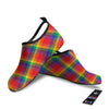 LGBT Plaid Rainbow Print Pattern Water Shoes-grizzshop