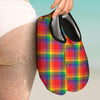 LGBT Plaid Rainbow Print Pattern Water Shoes-grizzshop