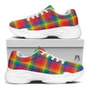 LGBT Plaid Rainbow Print Pattern White Chunky Shoes-grizzshop