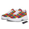 LGBT Plaid Rainbow Print Pattern White Chunky Shoes-grizzshop