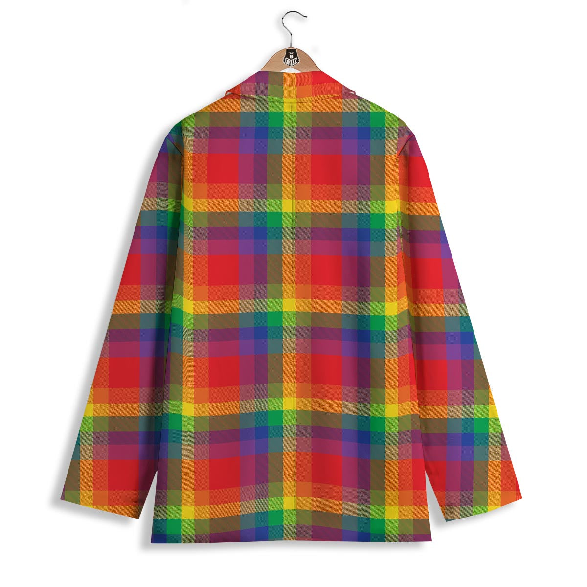 LGBT Plaid Rainbow Print Pattern Women's Blazer-grizzshop