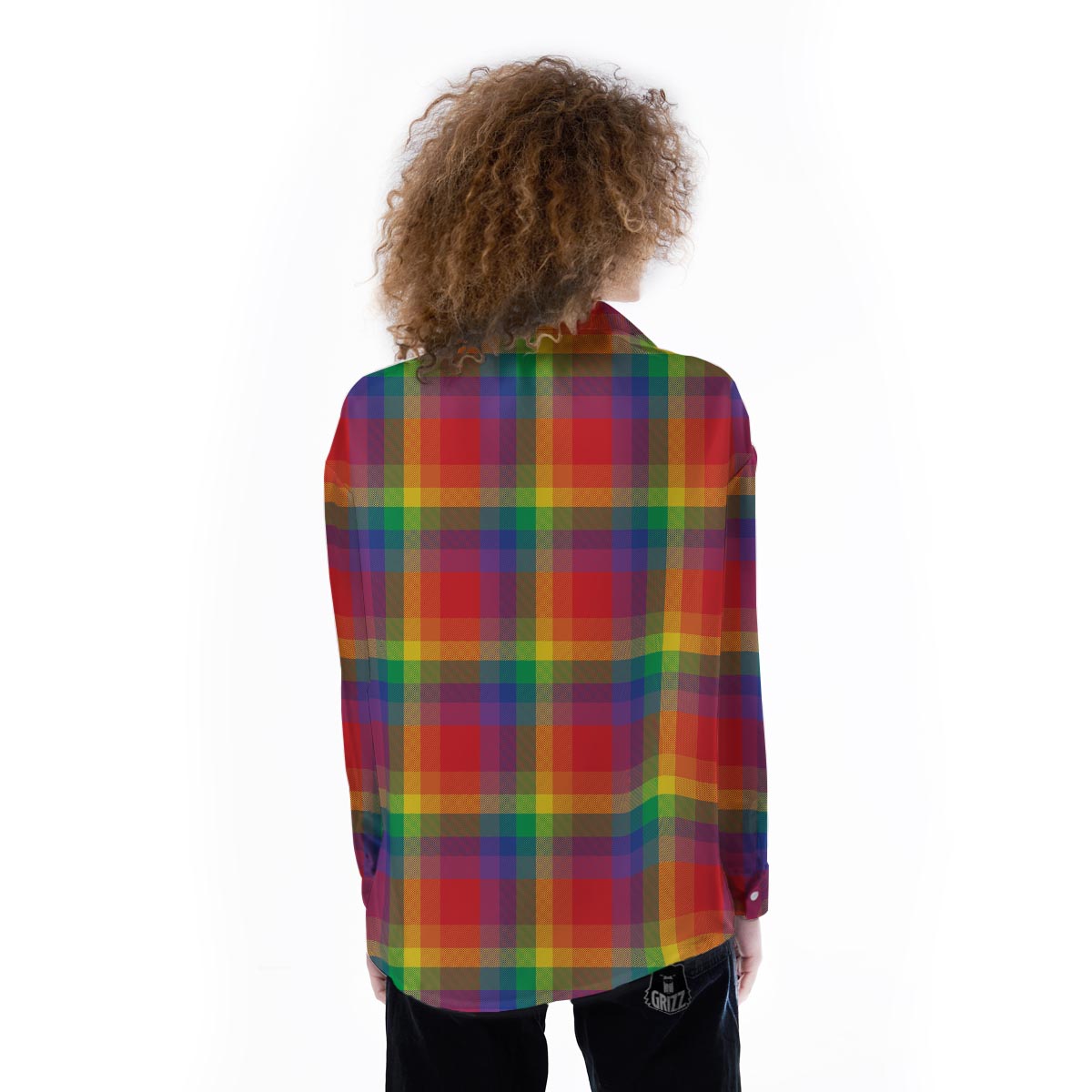 LGBT Plaid Rainbow Print Pattern Women's Long Sleeve Shirts-grizzshop