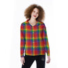 LGBT Plaid Rainbow Print Pattern Women's Long Sleeve Shirts-grizzshop