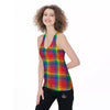 LGBT Plaid Rainbow Print Pattern Women's Racerback Tank Top-grizzshop