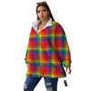 LGBT Plaid Rainbow Print Pattern Women's Sherpa Jacket-grizzshop