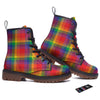 LGBT Plaid Rainbow Print Pattern Work Boots-grizzshop