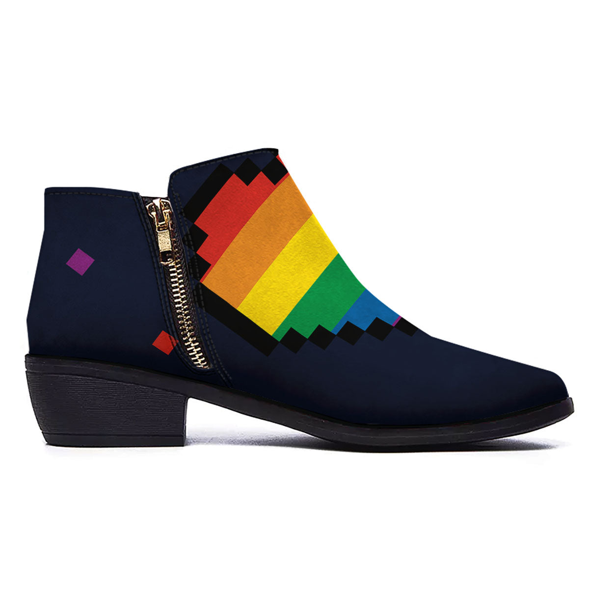 LGBT Pride 8 Bit Rainbow Pixel Heart Ankle Boots-grizzshop