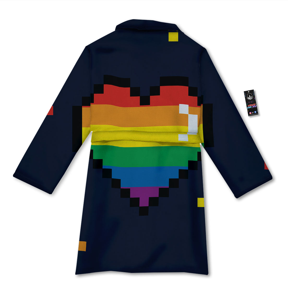 LGBT Pride 8 Bit Rainbow Pixel Heart Bathrobe-grizzshop