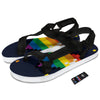 LGBT Pride 8 Bit Rainbow Pixel Heart Black Open Toe Sandals-grizzshop