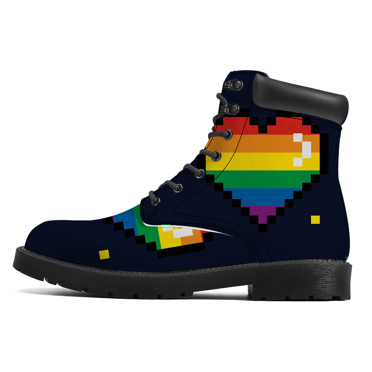 LGBT Pride 8 Bit Rainbow Pixel Heart Boots-grizzshop