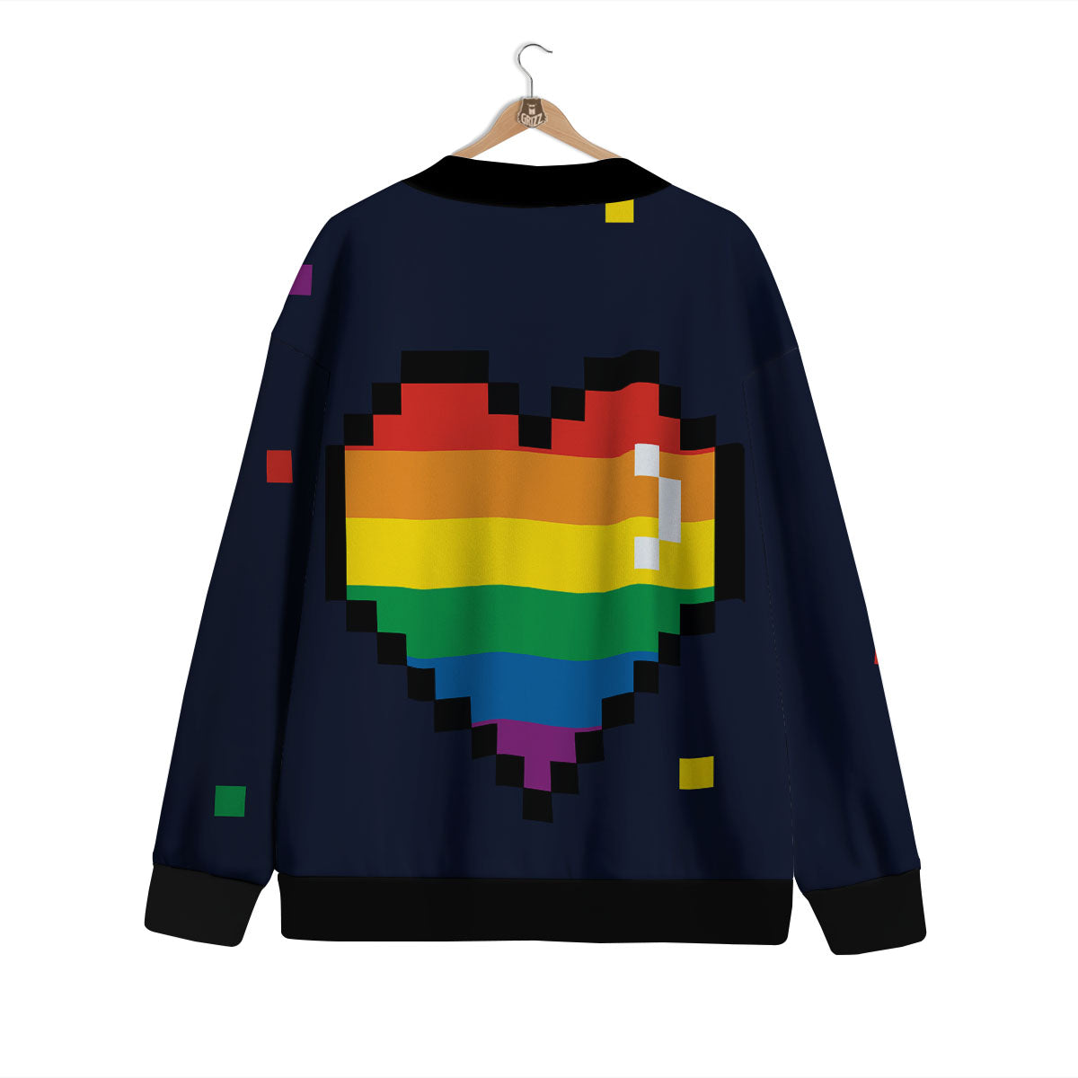 LGBT Pride 8 Bit Rainbow Pixel Heart Cardigan-grizzshop