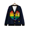 LGBT Pride 8 Bit Rainbow Pixel Heart Cardigan-grizzshop