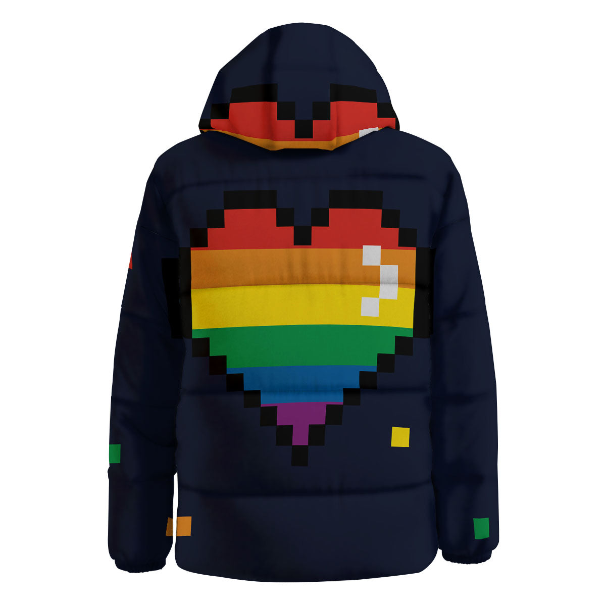 LGBT Pride 8 Bit Rainbow Pixel Heart Down Jacket-grizzshop