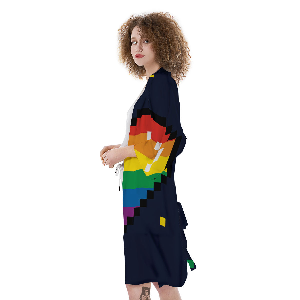 LGBT Pride 8 Bit Rainbow Pixel Heart Kimono-grizzshop