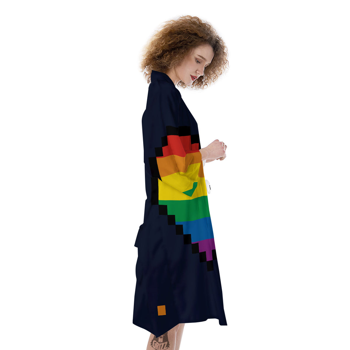 LGBT Pride 8 Bit Rainbow Pixel Heart Kimono-grizzshop