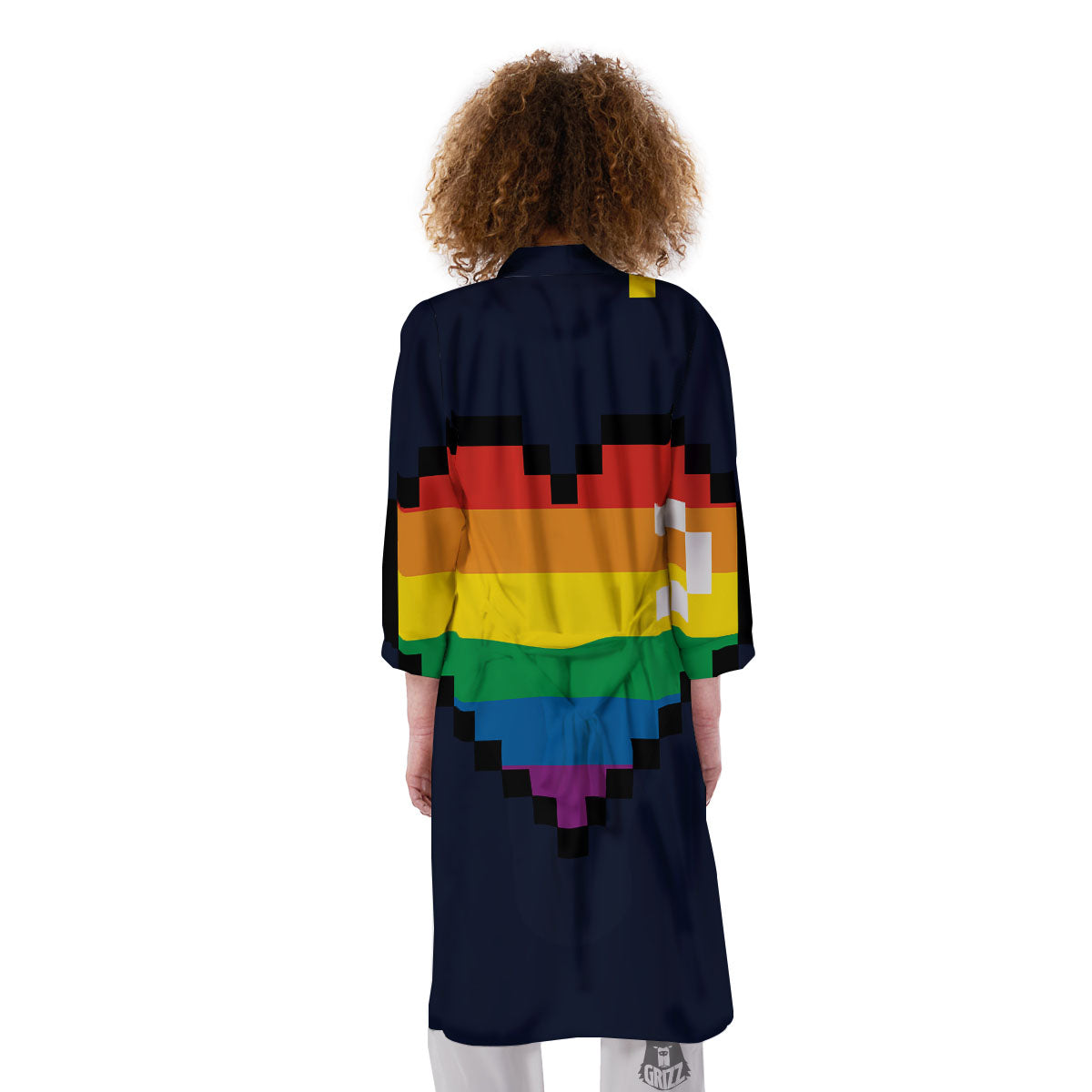 LGBT Pride 8 Bit Rainbow Pixel Heart Kimono-grizzshop