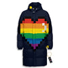 LGBT Pride 8 Bit Rainbow Pixel Heart Long Down Jacket-grizzshop