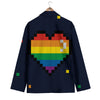 LGBT Pride 8 Bit Rainbow Pixel Heart Men's Blazer-grizzshop