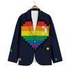 LGBT Pride 8 Bit Rainbow Pixel Heart Men's Blazer-grizzshop