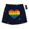 LGBT Pride 8 Bit Rainbow Pixel Heart Men's Running Shorts-grizzshop