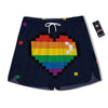 LGBT Pride 8 Bit Rainbow Pixel Heart Men's Running Shorts-grizzshop