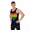 LGBT Pride 8 Bit Rainbow Pixel Heart Men's Tank Top-grizzshop