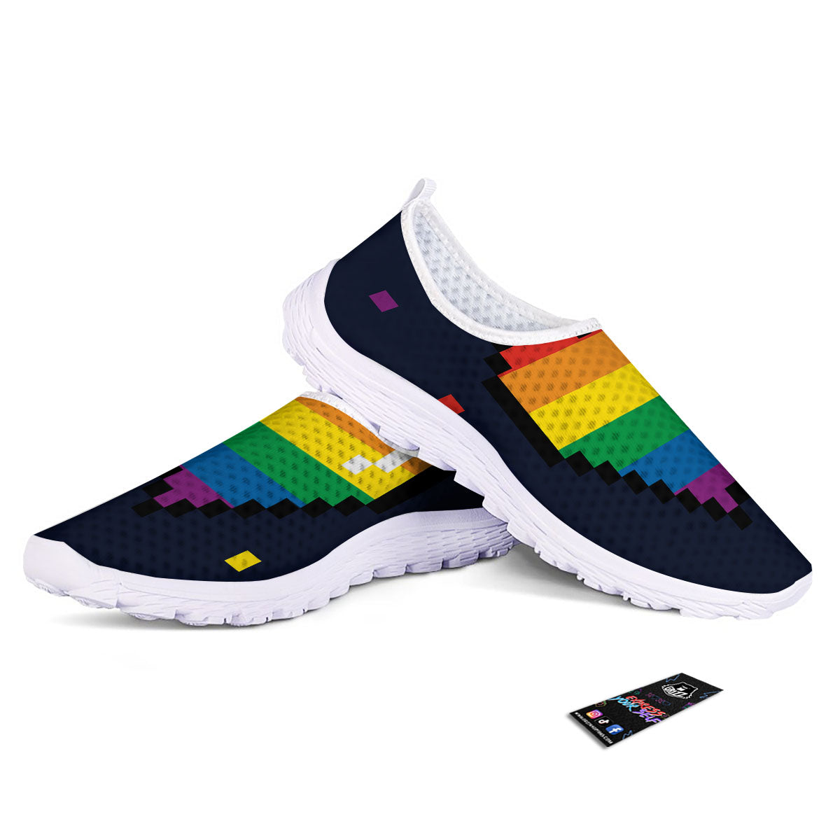 LGBT Pride 8 Bit Rainbow Pixel Heart Nurse Shoes-grizzshop