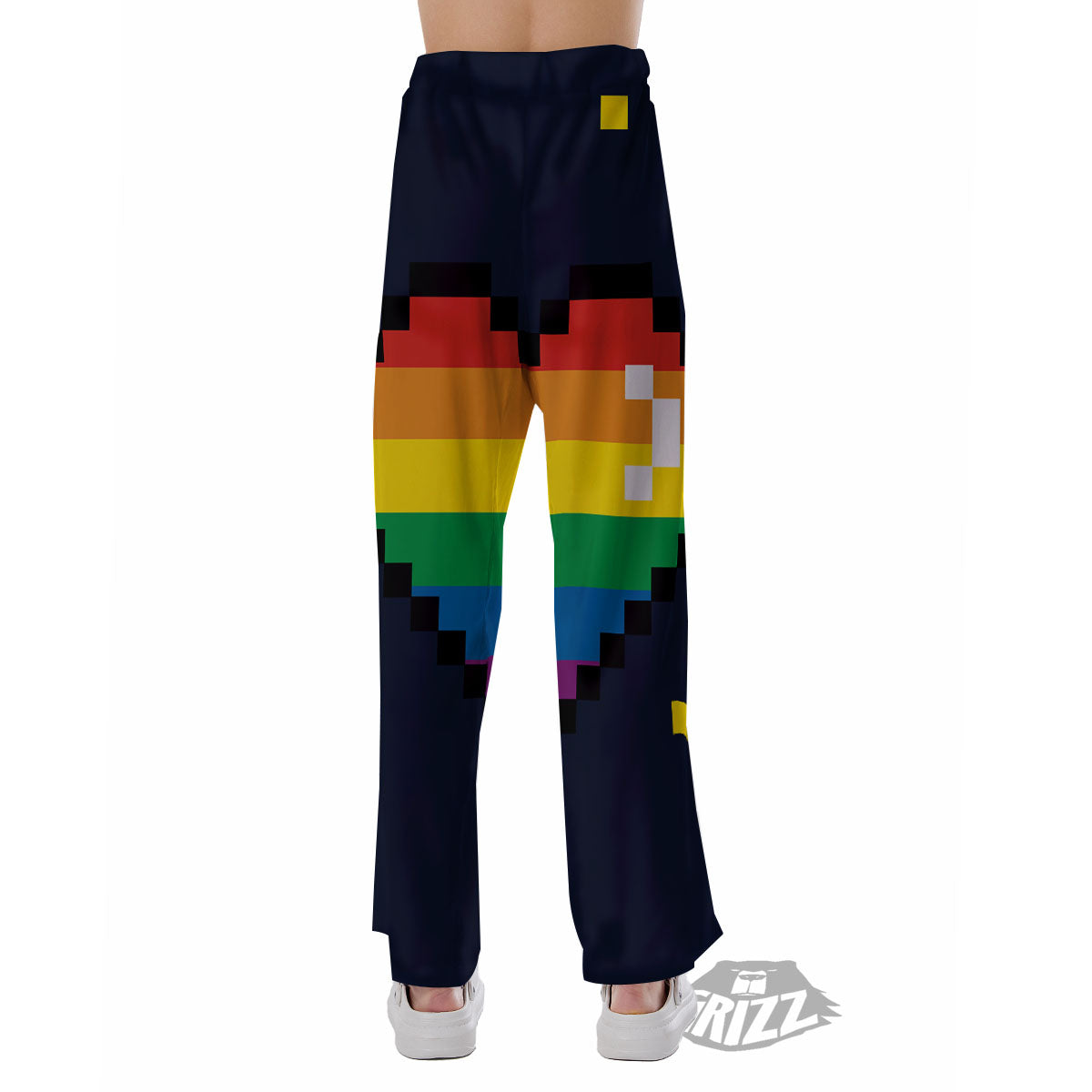 LGBT Pride 8 Bit Rainbow Pixel Heart Pajama Pants-grizzshop