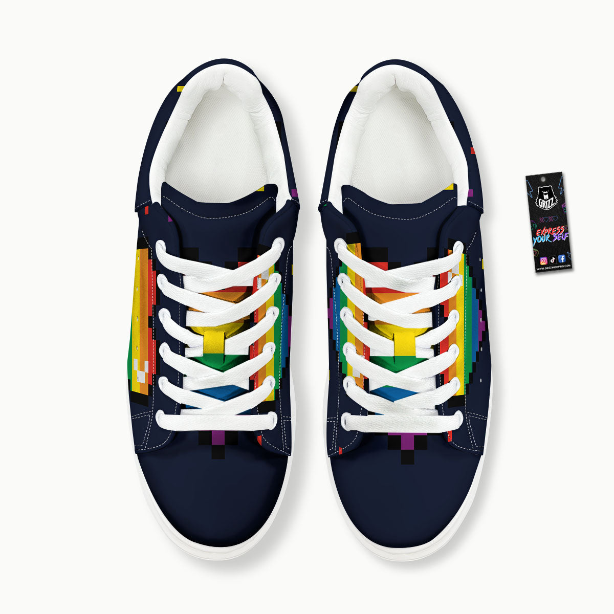 LGBT Pride 8 Bit Rainbow Pixel Heart Platform Shoes-grizzshop