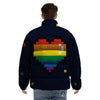 LGBT Pride 8 Bit Rainbow Pixel Heart Puffer Jacket-grizzshop