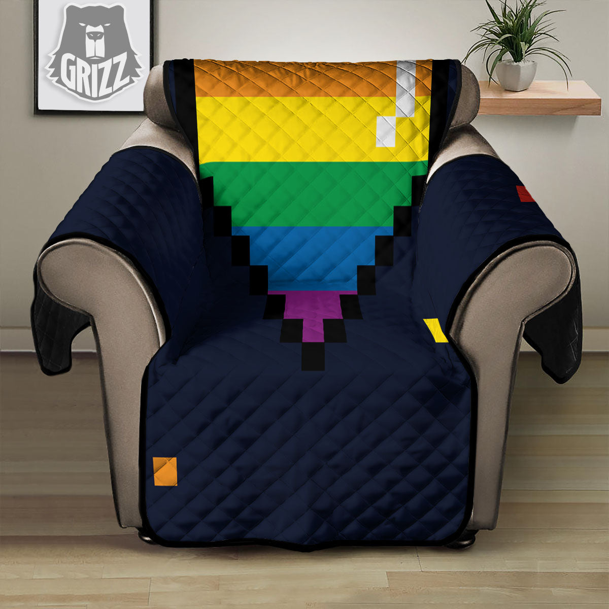 LGBT Pride 8 Bit Rainbow Pixel Heart Recliner Protector-grizzshop