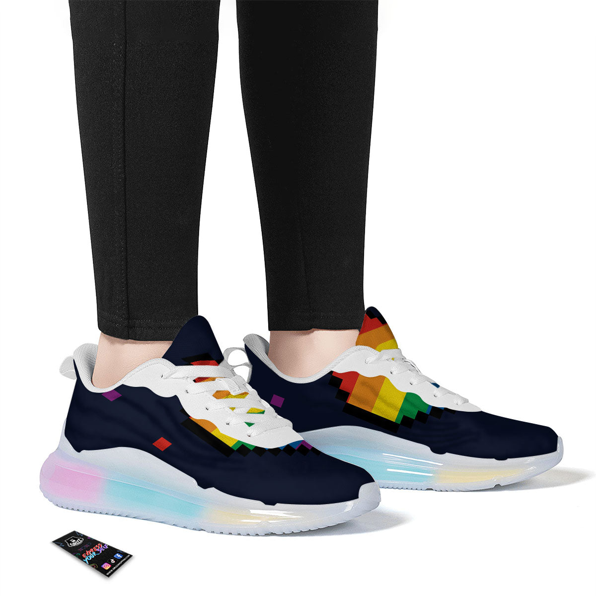 LGBT Pride 8 Bit Rainbow Pixel Heart Running Sneakers-grizzshop