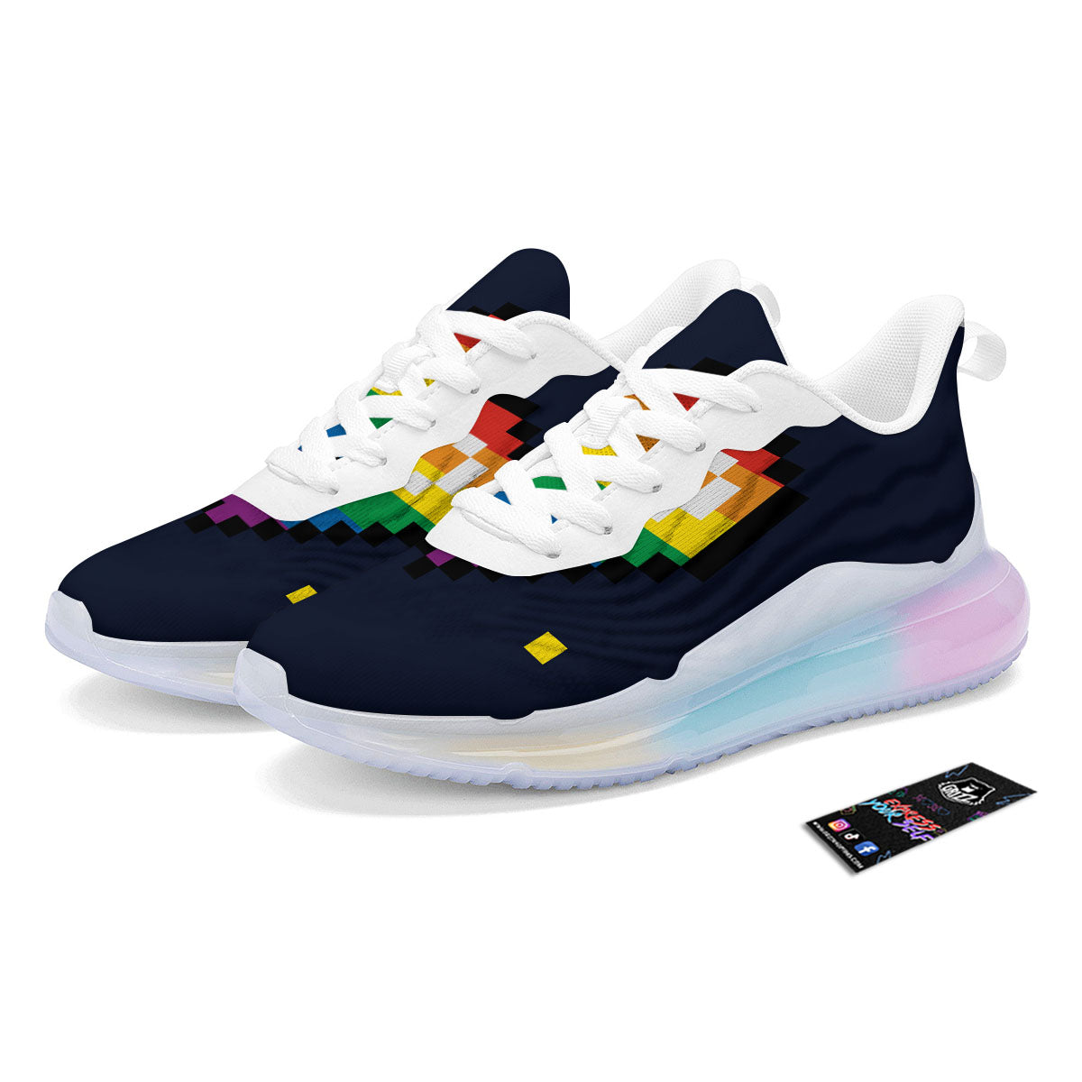 LGBT Pride 8 Bit Rainbow Pixel Heart Running Sneakers-grizzshop