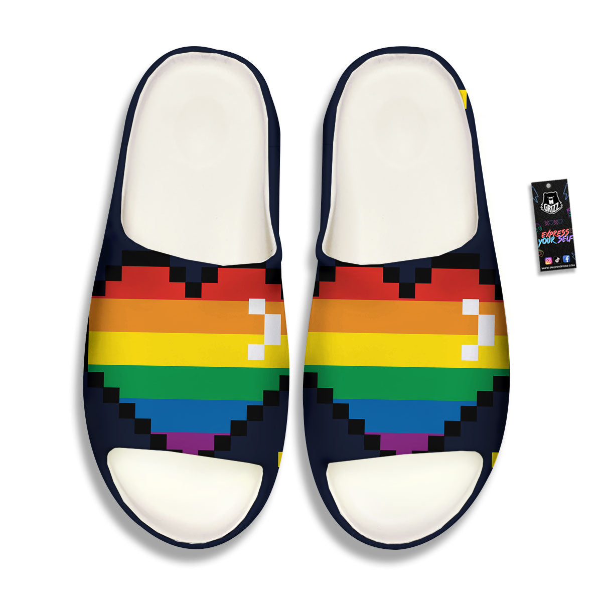 LGBT Pride 8 Bit Rainbow Pixel Heart Sandals-grizzshop