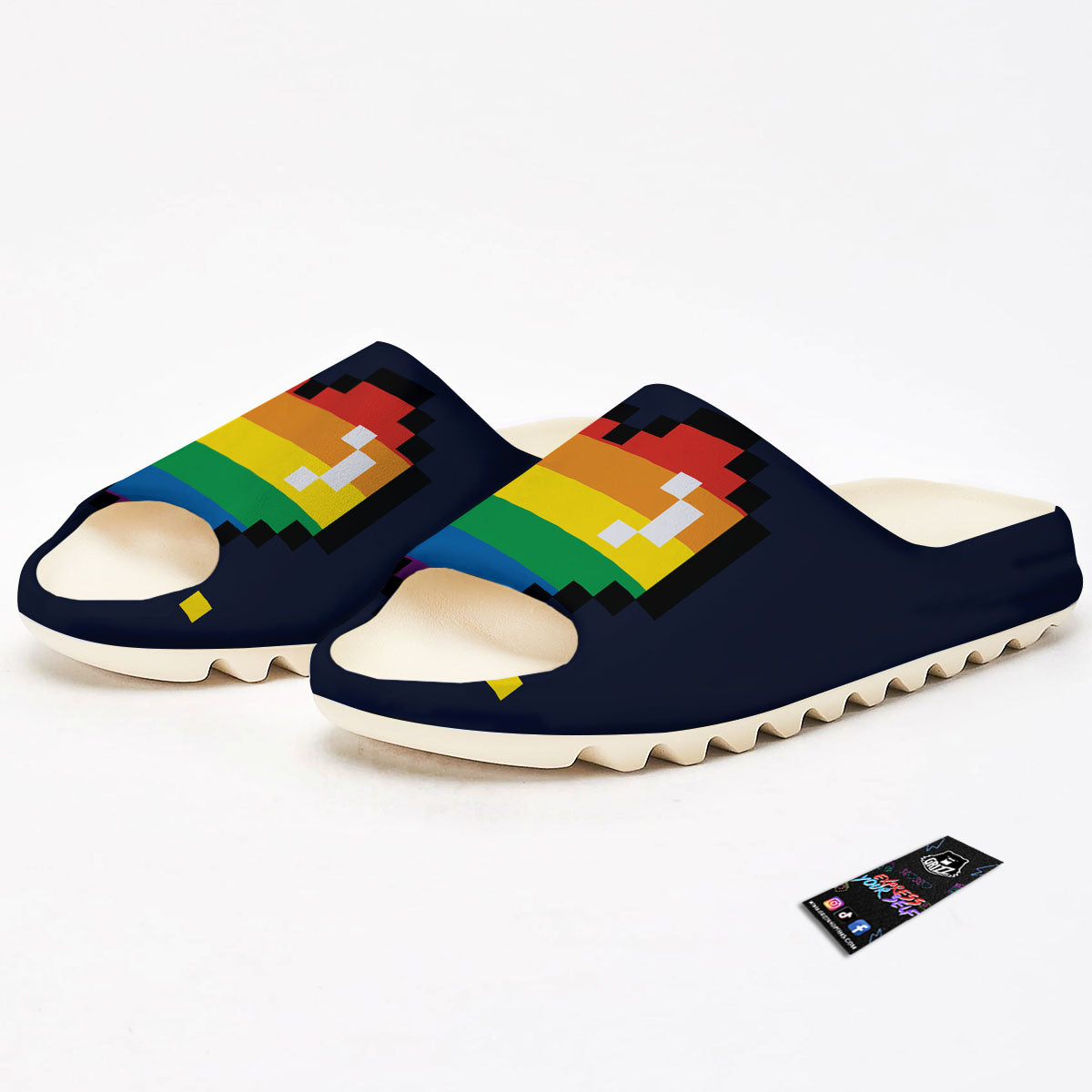 LGBT Pride 8 Bit Rainbow Pixel Heart Sandals-grizzshop