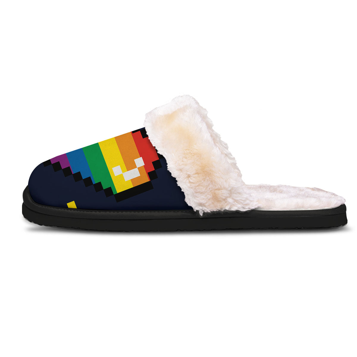 LGBT Pride 8 Bit Rainbow Pixel Heart Slippers-grizzshop